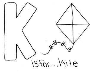 Letter K coloring page kite